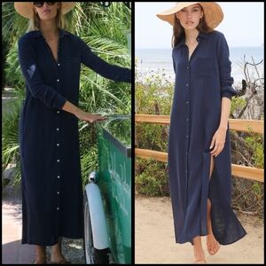 EUC Felicite Boyfriend Maxi Dress Gauze in Navy